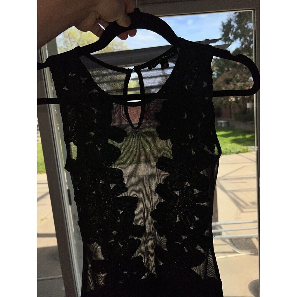 HAUTE Monde Black Bodysuit Sheer Floral Sleevless Size M Womens Sexy G - Picture 10 of 11